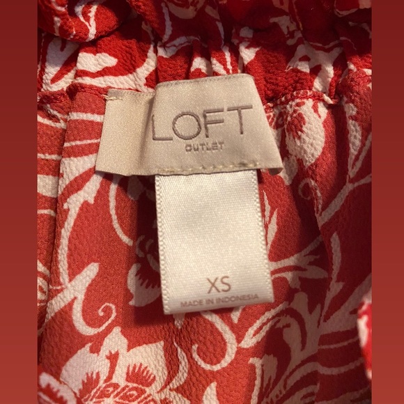 LOFT Red/White Printed Maxi Sleeveless Dress - Picture 4 of 4